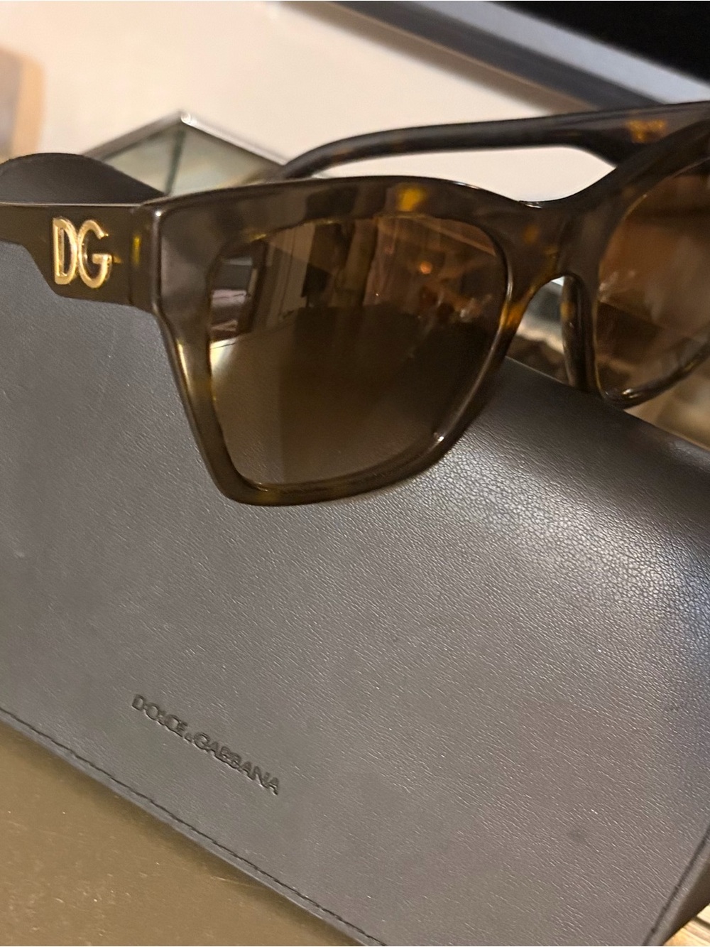 Dolce & Gabbana Tortoiseshell Sunglasses with Gold DG Accent